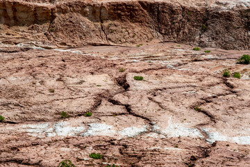 Red clay quarry. Clay quarry. Earth rocks are digging for building materials. Beautiful natural landscape to the land. Quarry with sand, sand loading, ground water