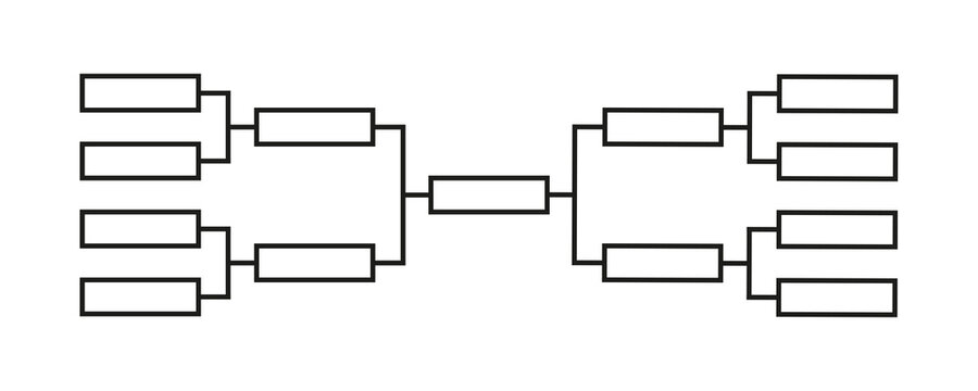 Templates of vector tournament brackets for 13 teams. Blank bracket template. Vector illustration