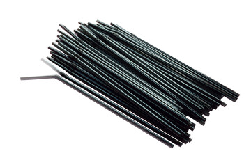 Pile of black cocktail tubes on white clipping background