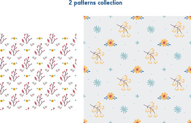 Fototapeta na wymiar Modern colorful seamless geometric pattern with falling leaves on pale yellow background. Abstract autumn vector for wallpaper, wrapping paper, home décor and fashion fabrics isometric in white back.