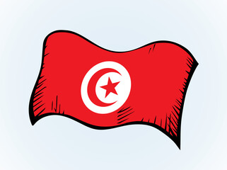 Flag of Tunisia. Vector drawing icon