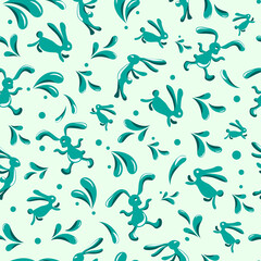 seamless pattern funny bunnies jump and have fun