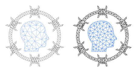 Polygonal mesh citizen jail icons. Flat model versions are created from citizen jail pictogram and triangulated lines. Abstract lines, triangles and points are combined into citizen jail frame.