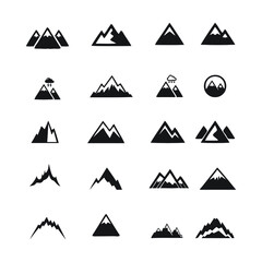 set of icons mountains