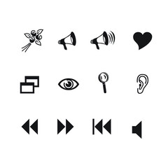 black and white icons set