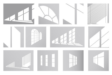 Fototapeta premium Set the overlay shadow effects. Set of drop shadows shapes for interior design