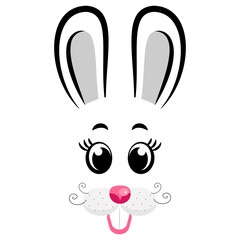 Kawaii Rabbit face. Vector illustration. Rabbit symbol of 2023 year. Design for Easter, New year 