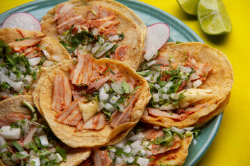 Al pastor tacos with pineapple. Mexican food