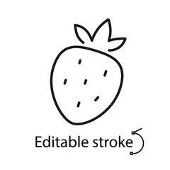 Strawberry outline icon. Healthy food. Fruit shop label. Slot machine element. Isolated vector stock illustration