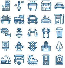 icon collection with city theme