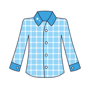 Blue Plaid Checkered Flannel Shirt Isolated Cartoon Vector