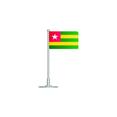 flag of Togo. flag Togo on flagpole. vector icon isolated on white background