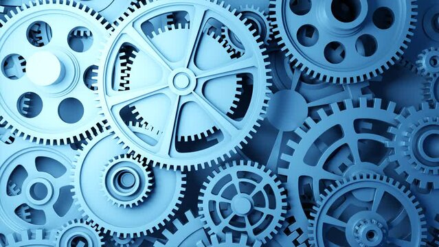 Industrial video background with gears. 3d animation.