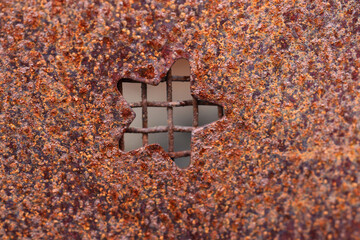 rusty metal plate with star
