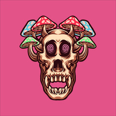 gorilla skull mushroom vector design