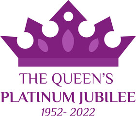The Queen's Platinum Jubilee celebration banner with side profile in crown 70 years/ Ideal design for banners, flayers, social media, stickers, greeting card