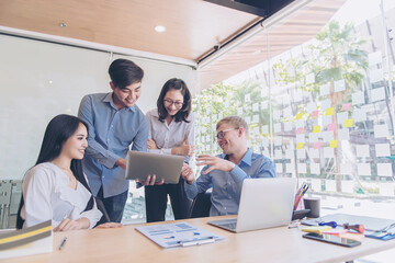 Teamwork Power Successful business Meeting Workplace Concept.