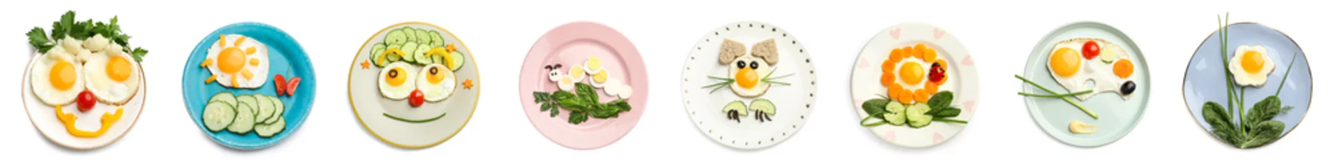 Photo sur Plexiglas Légumes frais Set of funny food for little kids on white background, top view