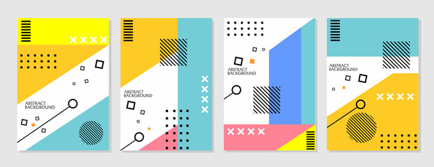 trendy abstract cover design set. geometric background template with line elements and flat shapes. used for home decoration, wallpaper, website