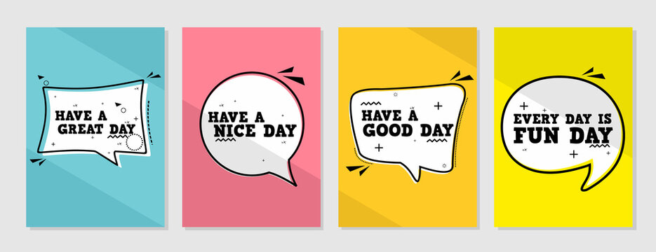 cover design set with text quote have a nice day, colorful background. vector illustration