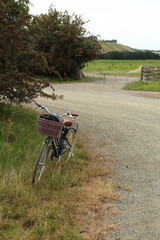 vintage bicycle on country road side