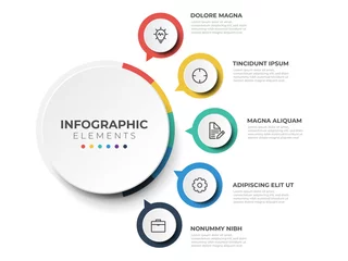 Foto op Plexiglas circular layout diagram with 5 list of steps, circular layout diagram infographic element template © Ghani