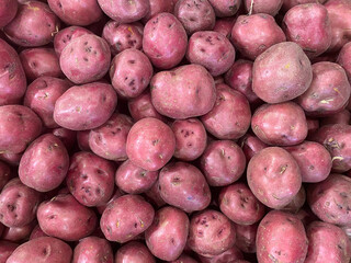 A closeup of red bliss potatoes