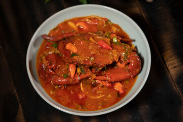 Crab in Padang sauce or Padang crab is an Indonesian seafood dish of crab served in hot and spicy Padang sauce.