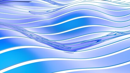 Gradient Blue Mathematical Geometric Abstract Band Ribbon Wave under White Background. Concept image of technological innovations, strategies and revolutions . 3D illustration. 3D CG.