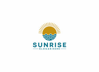 sunrise logo template vector in white background