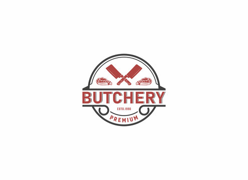 butchery logo template vector, icon in white background