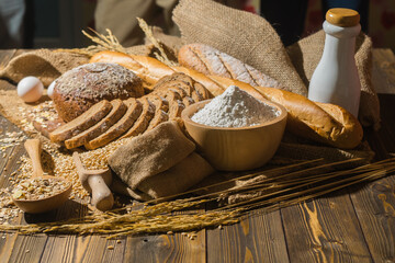 bread and wheat, Food concept background.