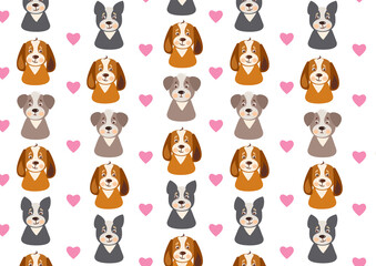 seamless pattern of funny cartoon dogs