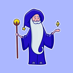 Cute cartoon wizard in vector illustration. Isolated human vector. Flat cartoon style