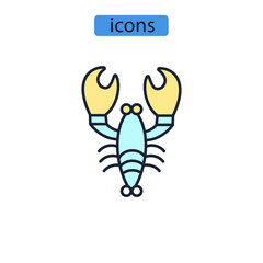 Lobster icons  symbol vector elements for infographic web