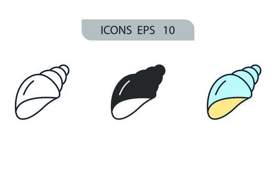 sea shells icons  symbol vector elements for infographic web