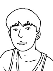 black and white of cute man cartoon for coloring