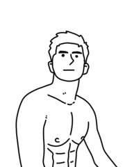 Fototapeta premium black and white of cute man cartoon for coloring