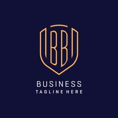 Letter BB monogram logo shield shape with luxury monoline style