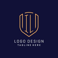 Letter IL monogram logo shield shape with luxury monoline style - obrazy, fototapety, plakaty