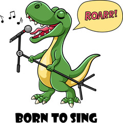 Dinosaur singing with a microphone © matamu