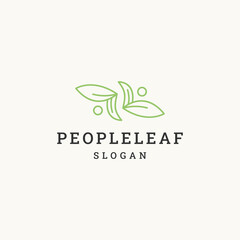 People leaf logo icon flat design template 