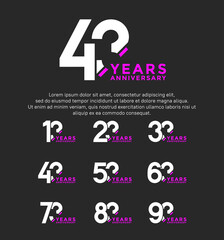 Obraz premium set anniversary logo style white and purple color isolated on black background for great event