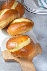 Berlin balls. Portuguese doughnuts or Berliners with egg creme. Chilean berlines o brazillian Sonho
