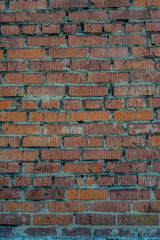 A closeup shot of a red brick wall texture for an abstract vintage background