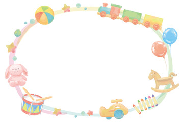Fototapeta premium 水彩イラスト、子供のおもちゃフレーム。ベクターイラスト素材。
