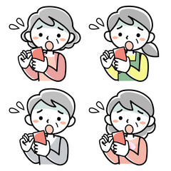 スマホを見て慌てるシニア女性