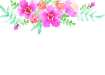 Fototapeta premium Watercolor pink orange flower clipart. Meadow spring summer floral clipart . Boho wedding invitation bouquet DIY PNG