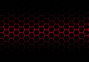 Abstract Red Light Hexagon Line in Grey Modern Luxury Futuristic Background