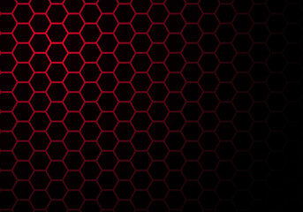 Abstract Red Light Hexagon Line in Grey Modern Luxury Futuristic Background